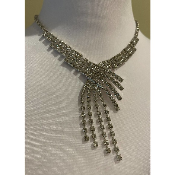 Rhinestone Necklace Y2K prom wedding graduation sparkly - Picture 2 of 5